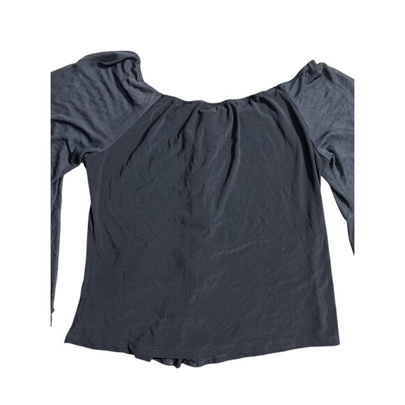 Y2K Anna Blouse Lace Up Front Black Whimsigoth Grunge Witchy Lightweight Sz 1X - Picture 9 of 16